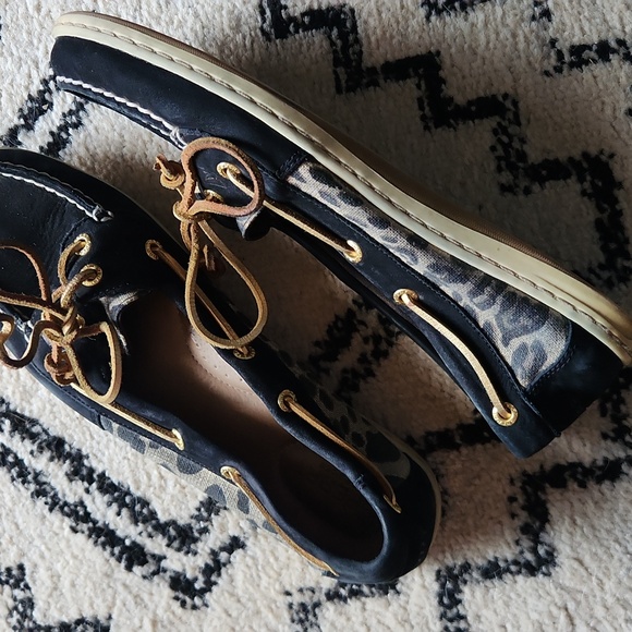 Sperry black/leopard accent women's size 10 - Picture 5 of 7